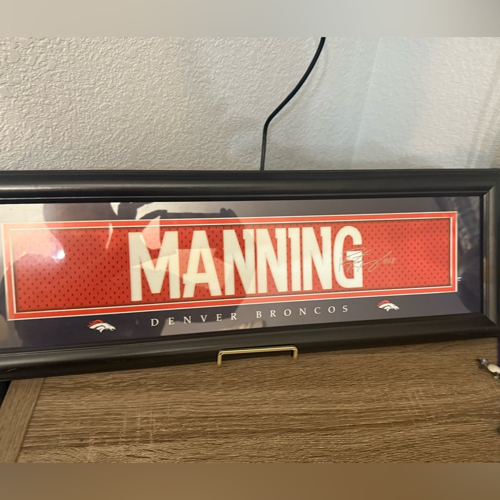 Framed Denver Broncos Manning Jersey Art